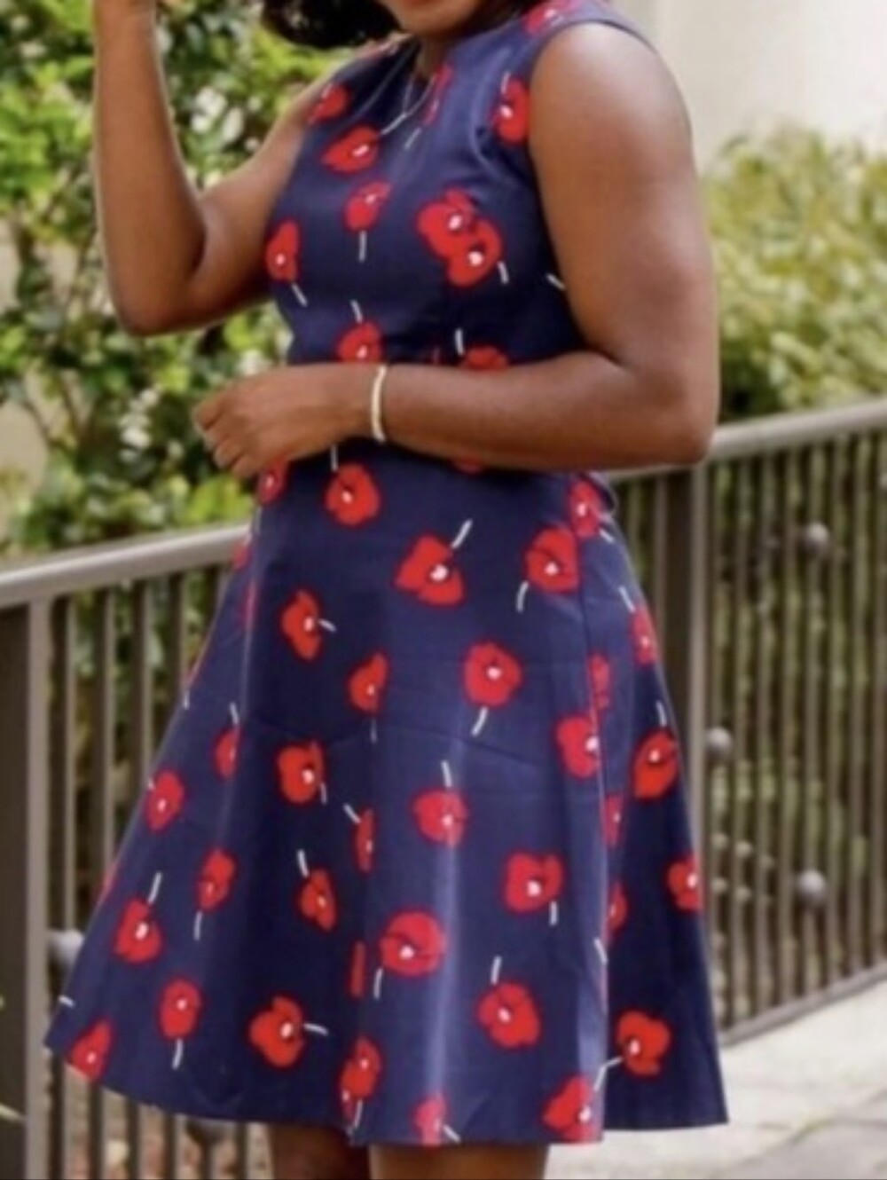 Draper James Poppy Full Circle Navy  And Orange Dress 14